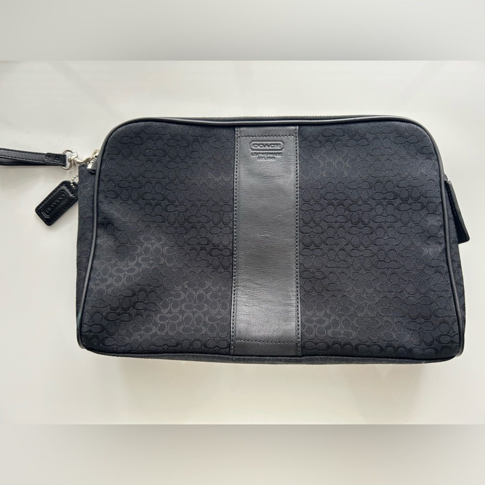 Vintage Coach Toiletry Bag Black Mini Signature C Jacquard